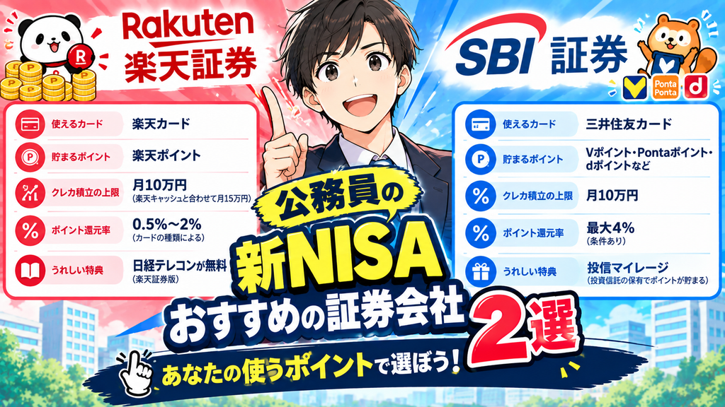 公務員の新NISAにおすすめの証券会社2選|楽天証券とSBI証券