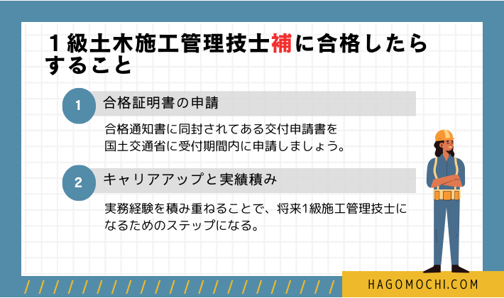 １級土木施工管理技士補に合格後すること