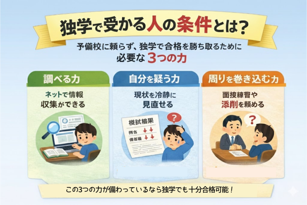 独学で受かる人の条件とは？