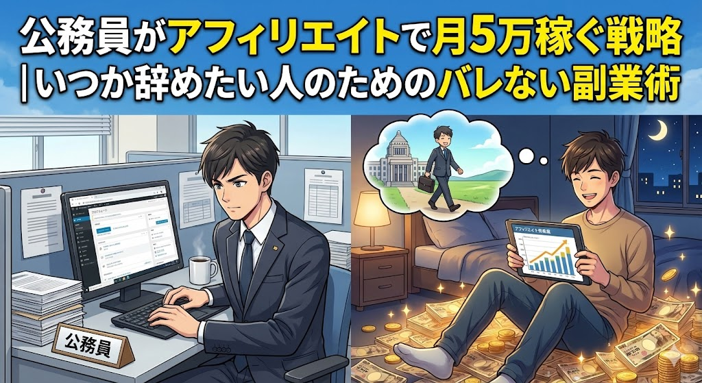 公務員がアフィリエイトで月5万稼ぐ戦略｜いつか辞めたい人のためのバレない副業術