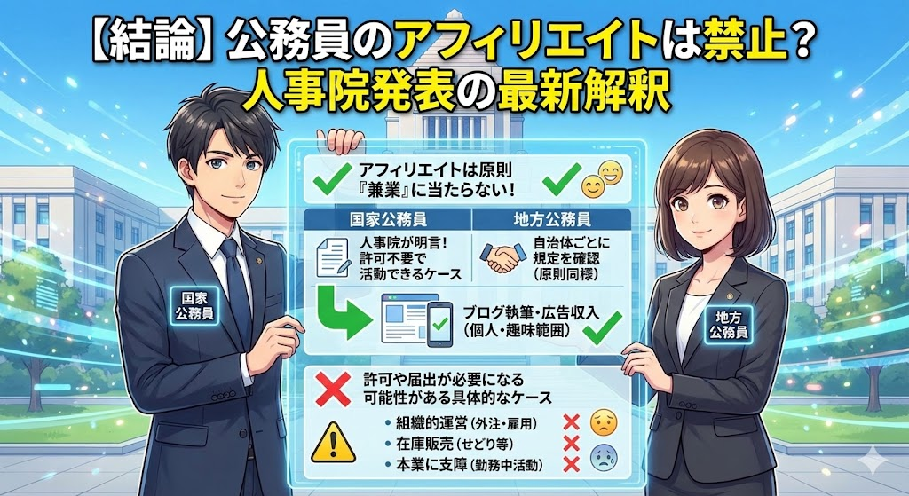 公務員のアフィリエイトは禁止？人事院発表の最新解釈