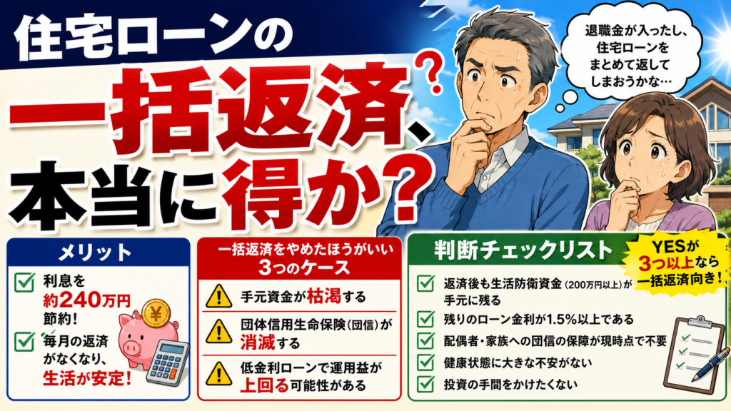 住宅ローンの一括返済、本当に得か？