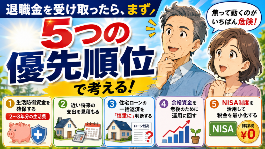 退職金を受け取ったら、まず「5つの優先順位」で考える