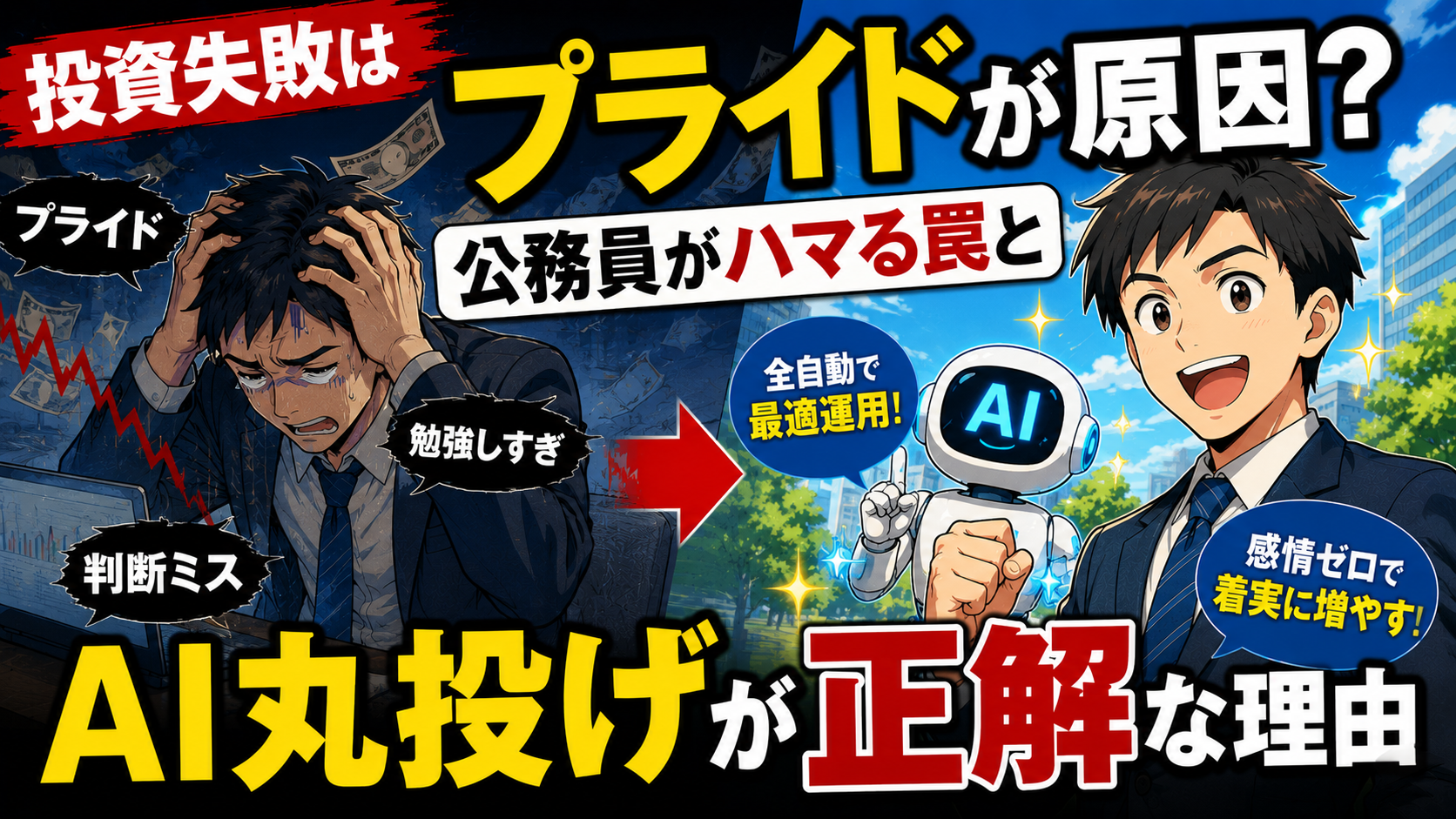投資失敗はプライドが原因？公務員がハマる罠とAI丸投げが正解な理由