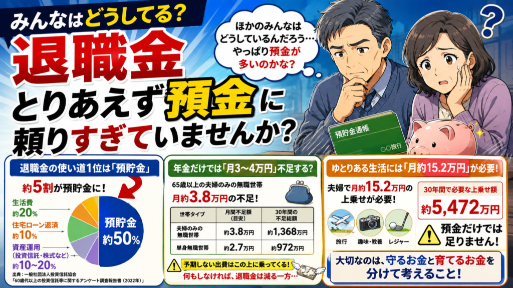 退職金の使い道、みんな「とりあえず預金」に頼りすぎている現実