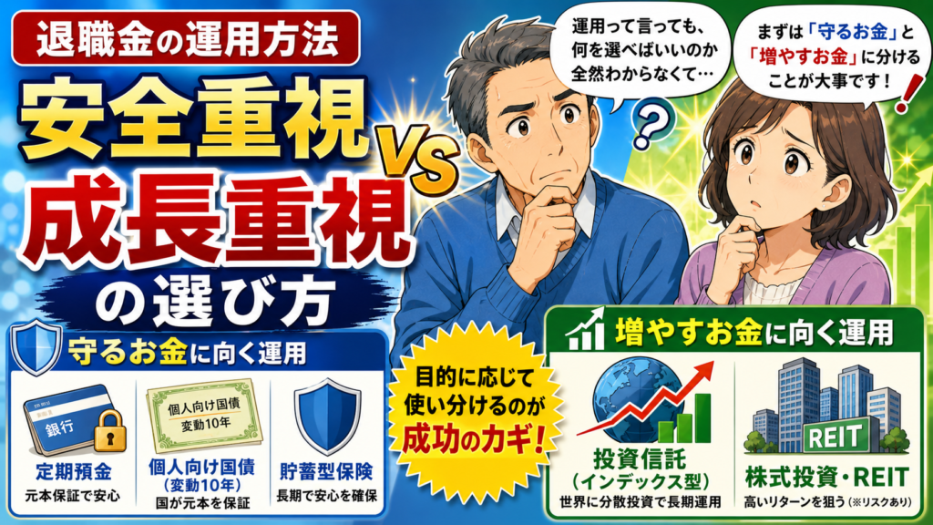 退職金の運用方法　安全重視 vs 成長重視の選び方
