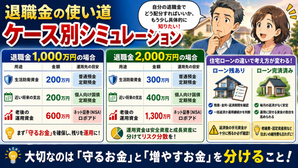 退職金の使い道、ケース別シミュレーション