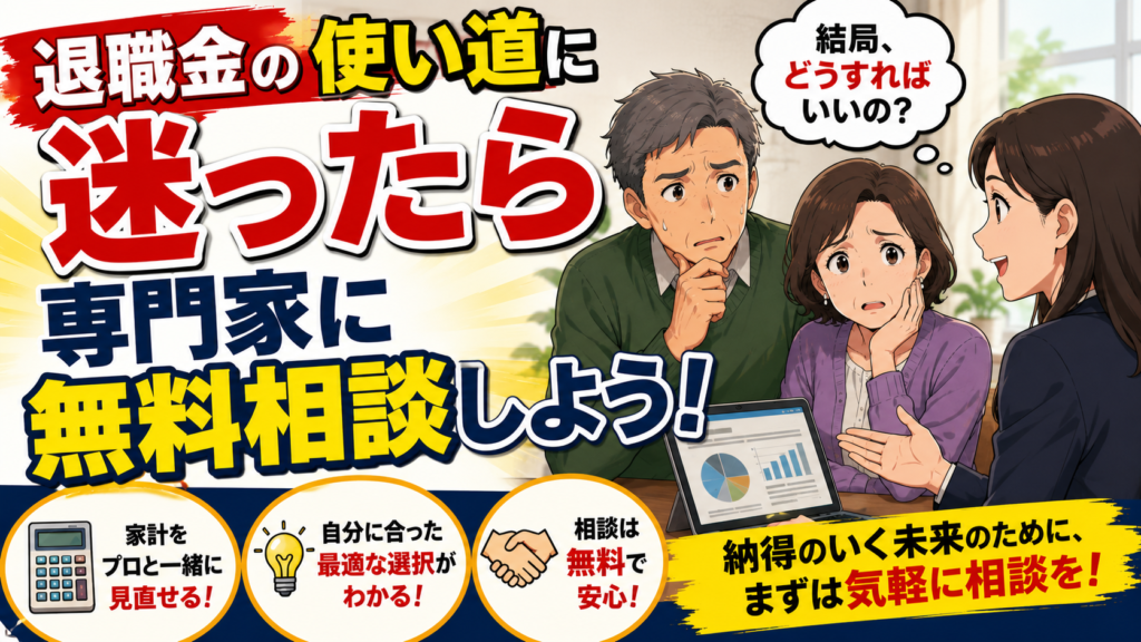 退職金の使い道に迷ったら専門家に無料相談しよう