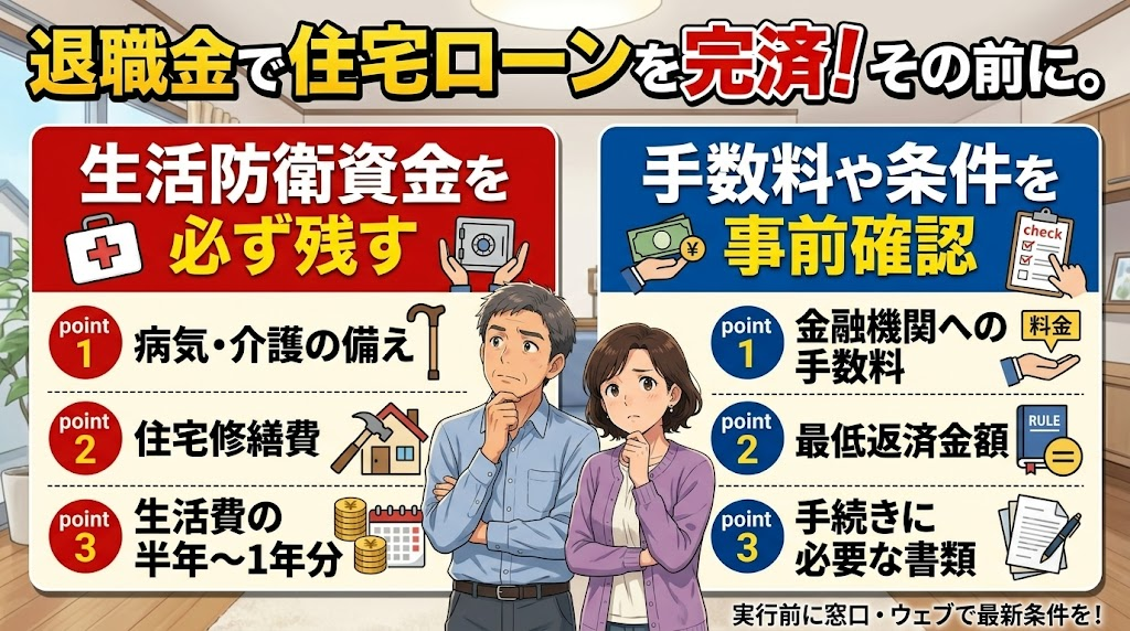 退職金で住宅ローンを完済する際に確認すべき2つの注意点