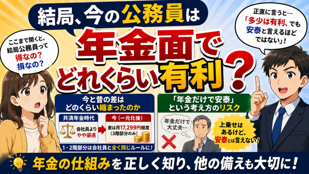 結局、今の公務員は年金面でどれくらい有利なのか