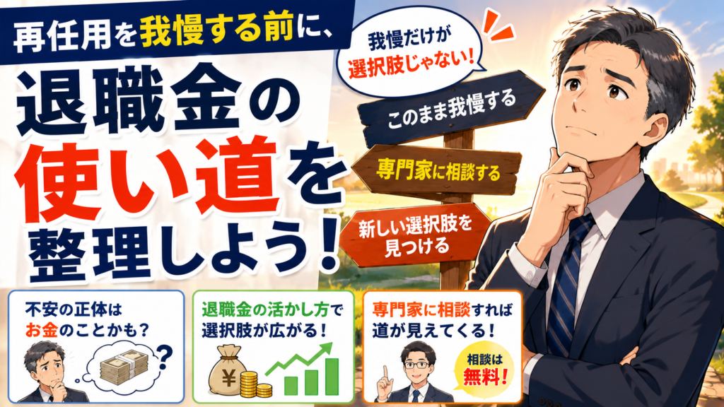 再任用を我慢する前に、退職金の使い道を整理しよう