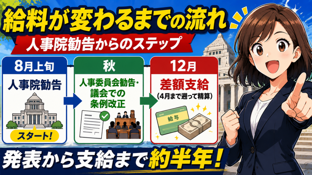 人事院勧告から給料に反映されるまでの流れ
