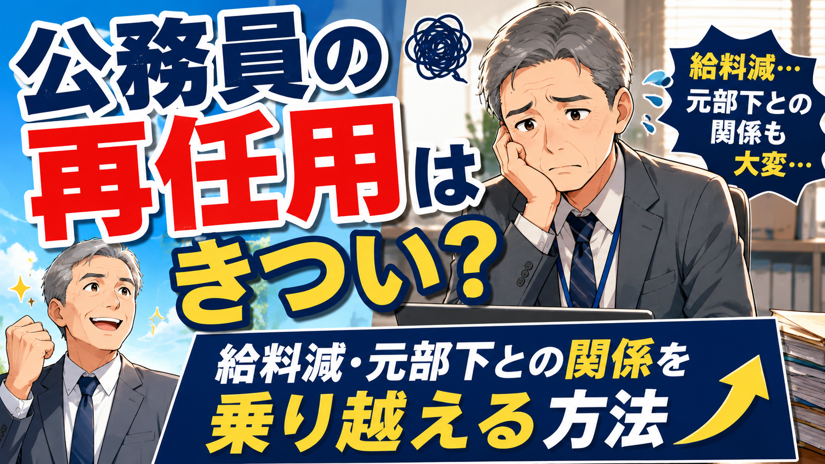 公務員の再任用はきつい？給料減・元部下との関係を乗り越える方法