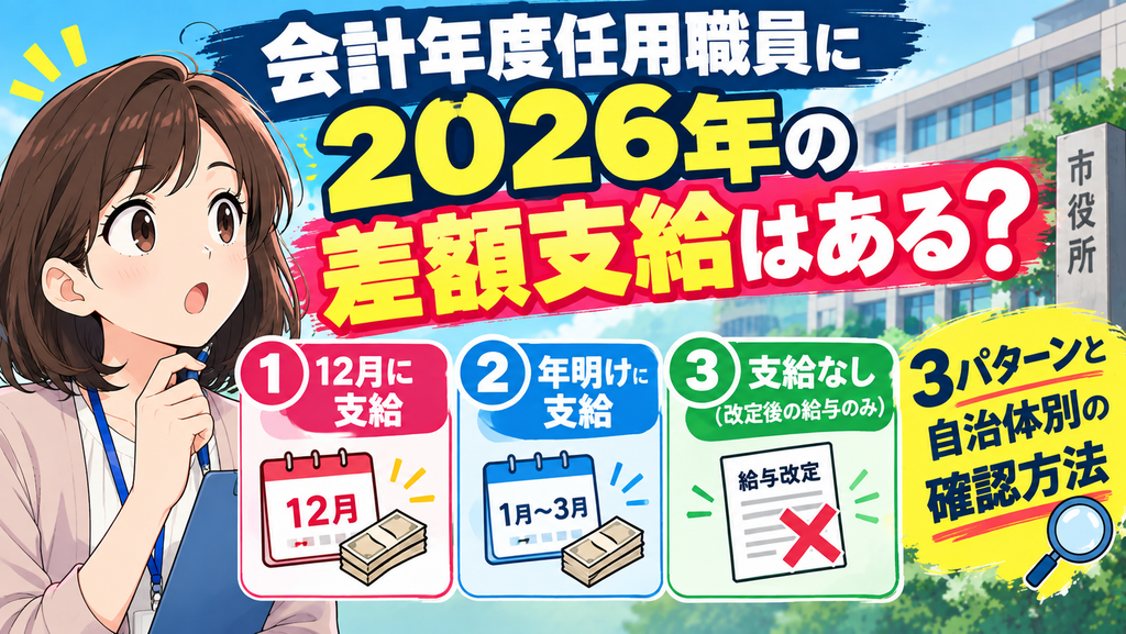 会計年度任用職員に2026年の差額支給はある？3パターンと自治体別の確認方法