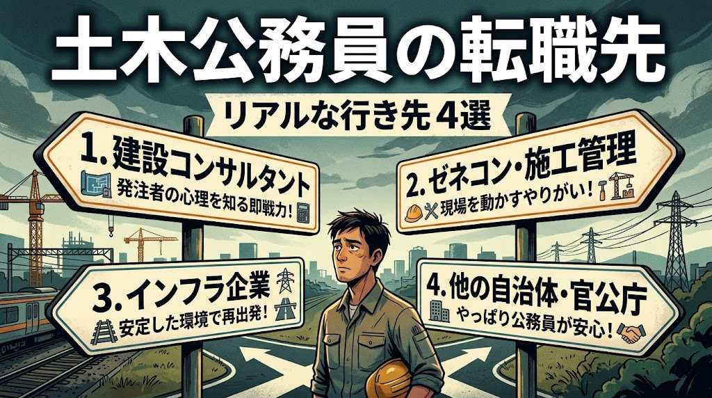 土木公務員の転職先｜実際に多かった4つ