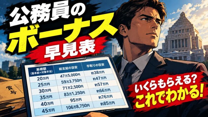 公務員のボーナス早見表【2026年冬】