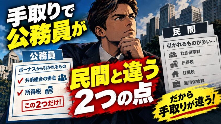 手取りで公務員が民間と違う2つの点